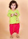 Green And Pink Colour KID1 Krish Festive Wear Pure Cotton Angrakha Dhoti Collection K22DB177GRPI